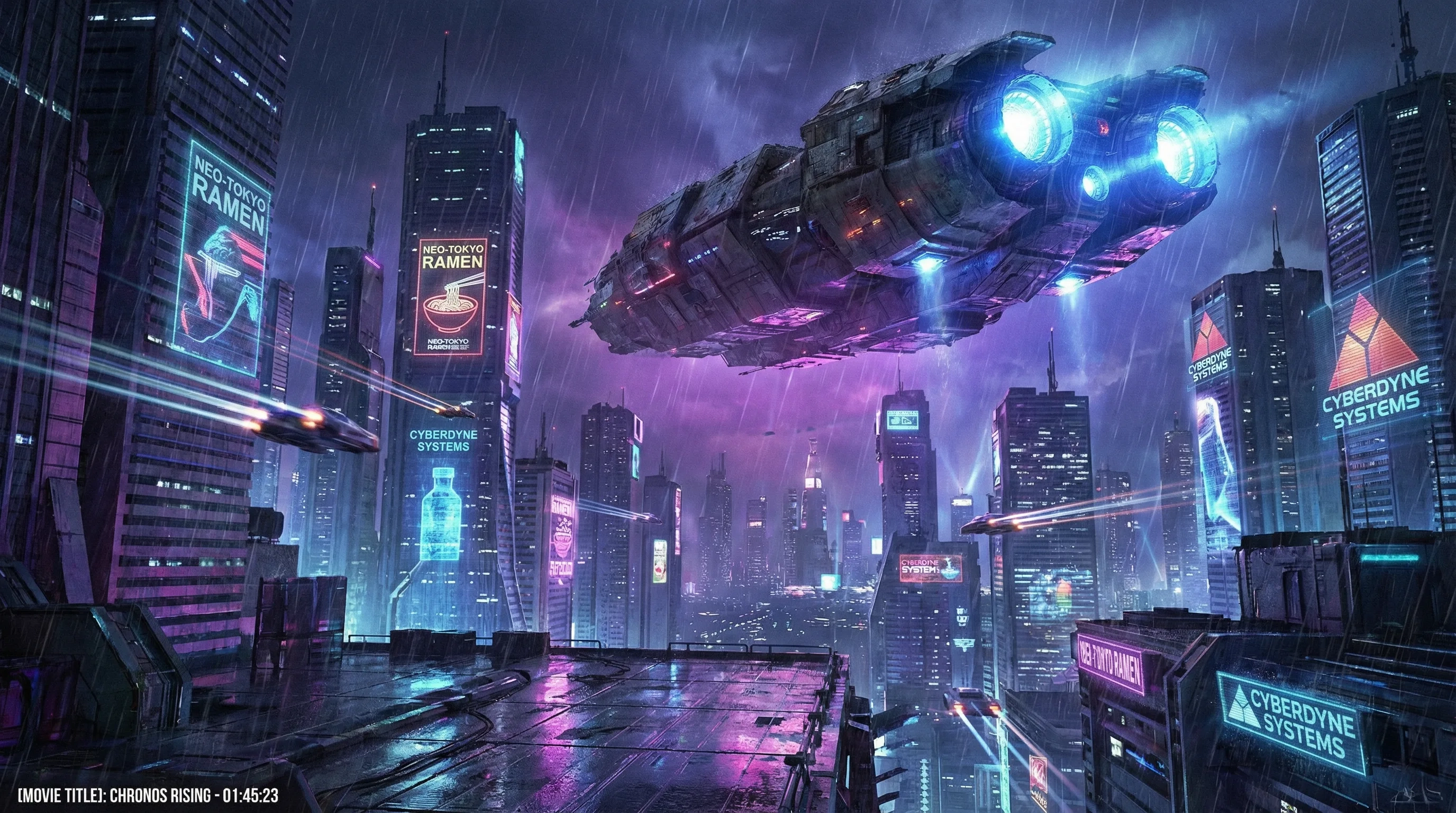 七濑爱丽丝科幻大片未来都市巨型飞船场景